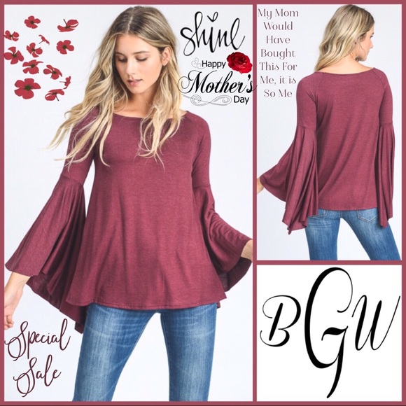 5🌟Long Sleeve Dramatic Bell Sleeve Top - Picture 8 of 8